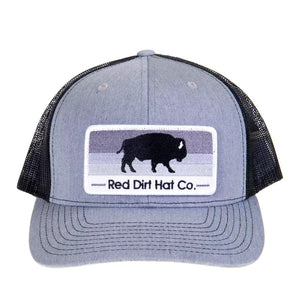 'Red Dirt Hat Company' Men's Stoney Buffalo Meshback Cap - Heather Grey / Black