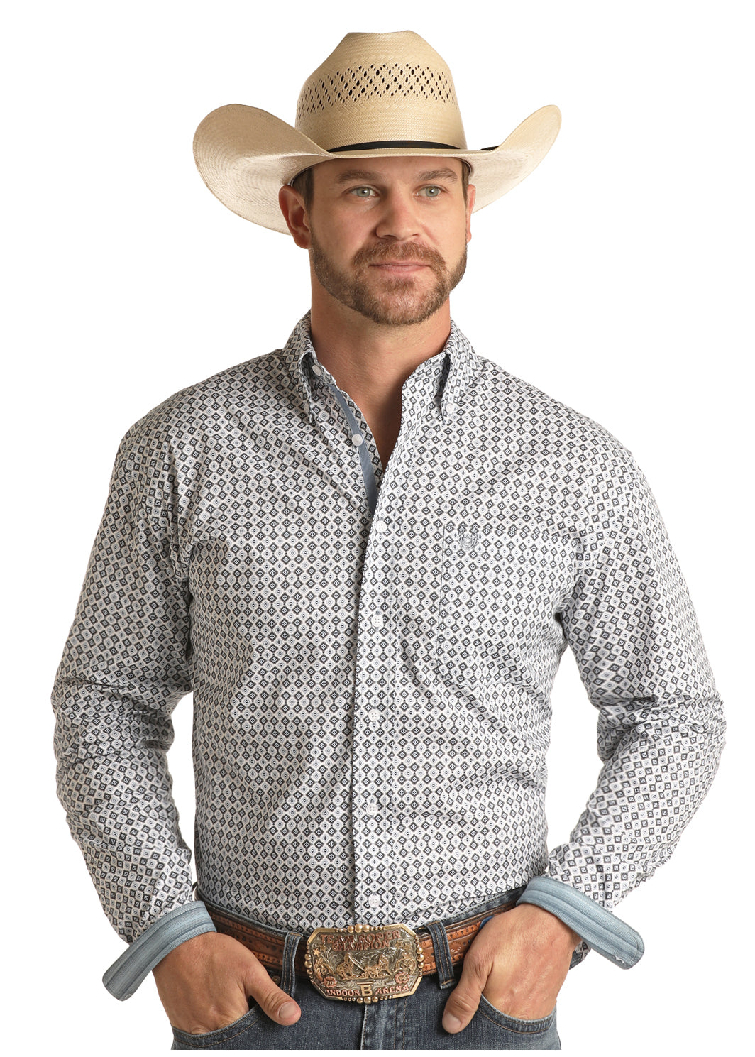 Men's Cowboy Boots Button Down Shirt