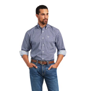 'Ariat' Men's Wrinkle Free Ernest Classic Fit Button Down - Nocturnal Blue