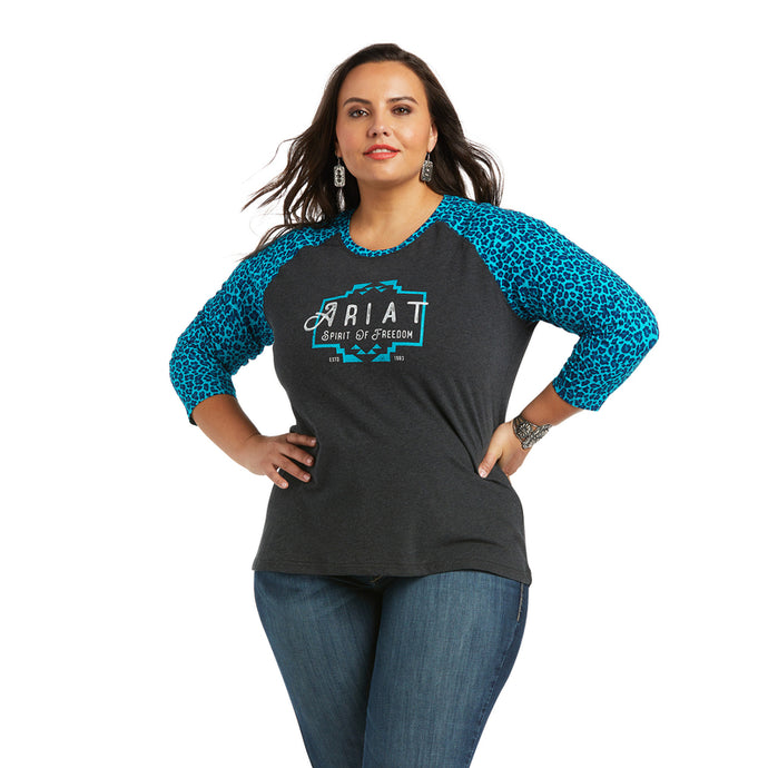 'Ariat' Women's Real Freedom Shirt - Charcoal Heather / Leopard