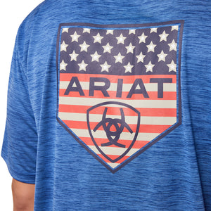 'Ariat' Men's Charger Ariat Proud Shield T-Shirt - Monaco Blue