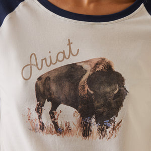 'Ariat' Women's Painted Dreams T Shirt - Coconut Milk / Navy