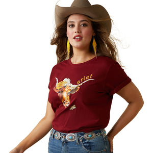 'Ariat' Women's R.E.A.L. Daisy Steer T Shirt - Pomegranite