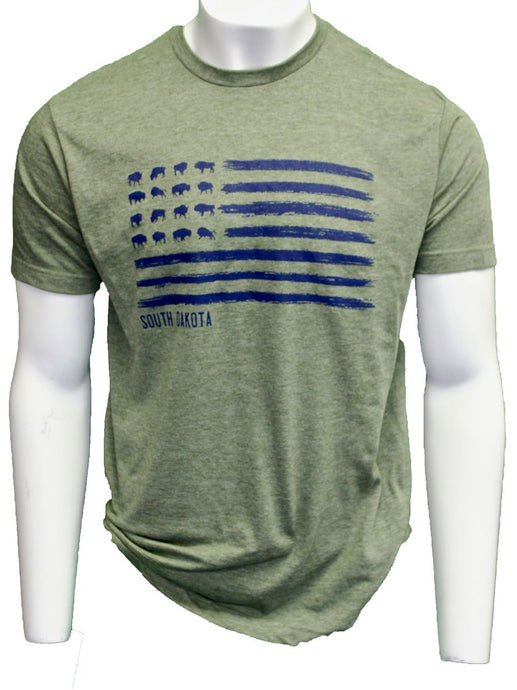 'ScratchPad Tees' Unisex Bison Flag SD Tee - Military Green