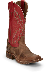 'Tony Lama' Men's 13" Antonio Western Square Toe - Tan / Red