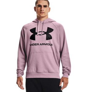 'Under Armour' Men's Rival Fleece Big Logo Hoodie - Mauve Pink / Black