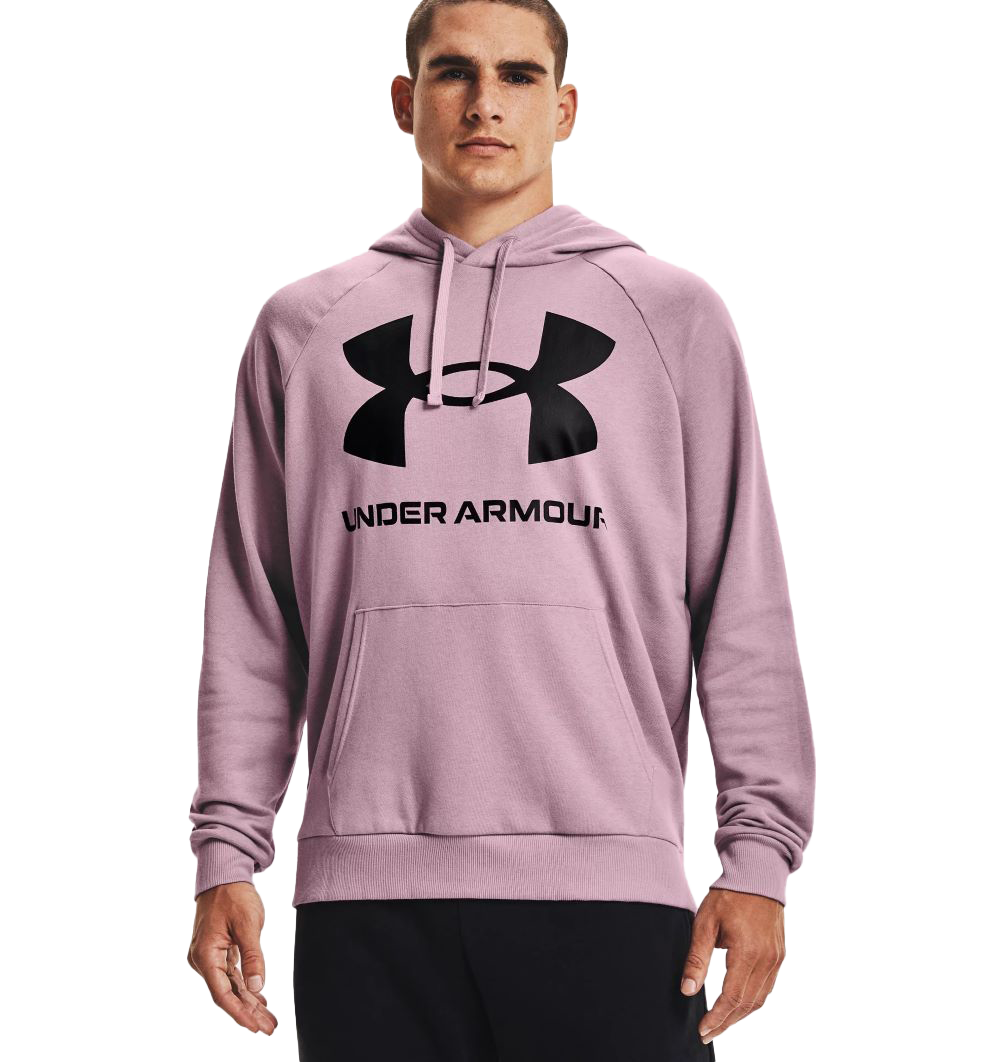'Under Armour' Men's Rival Fleece Big Logo Hoodie - Mauve Pink / Black