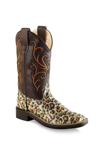 'Old West' Child's Western Square Toe - Leopard / Brown