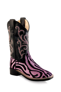 'Old West' Child's 9" Western Square Toe - Black / Pink