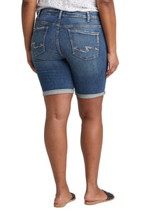 'Silver Jeans' Elyse Mid Rise Bermuda Plus Size Short - Dark Indigo Wash