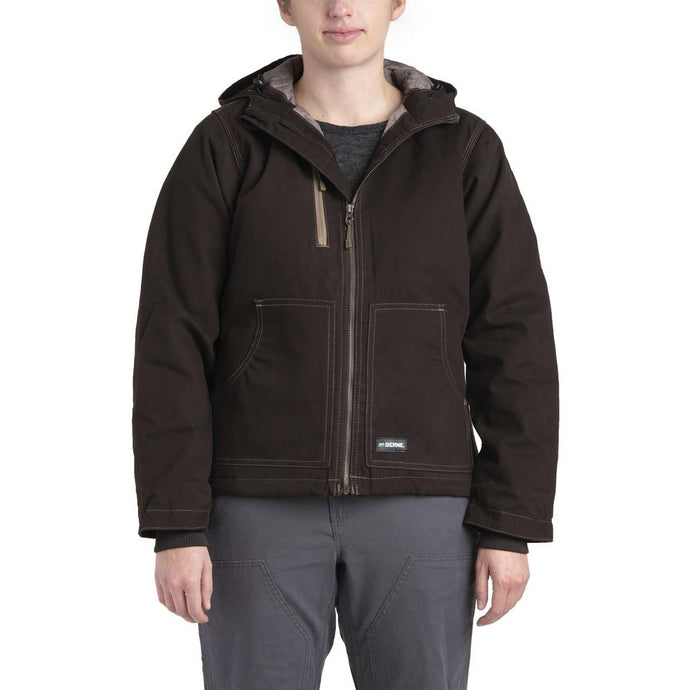 'Berne' Women's Modern Hooded Jacket - Dark Brown