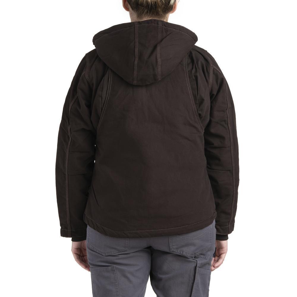 'Berne' Women's Modern Hooded Jacket - Dark Brown