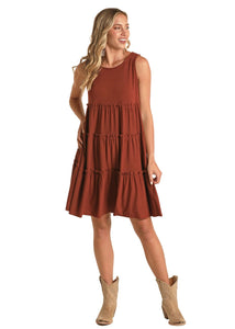 'Panhandle Slim' Women's Tiered Tank Knit Dress - Rust