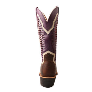 'Twisted X' Women's 12" Ruff Stock Western Narrow Square Toe - Brown / Violet