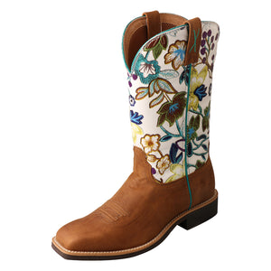 'Twisted X' Women's 11" Top Hand Western - Tan / Floral