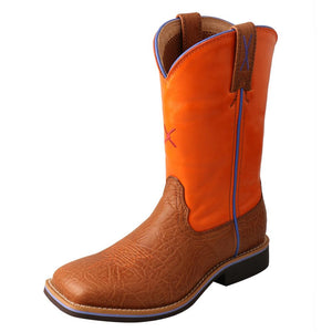 'Twisted X' Youth 9" Western Square Toe - Tan / Orange