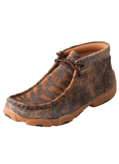 'Twisted X' Kids' Driving Moccasin - Distressed Tiger