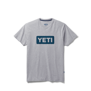 'Yeti' Men's Logo Badge Short Sleeve Tee - Grey / Navy