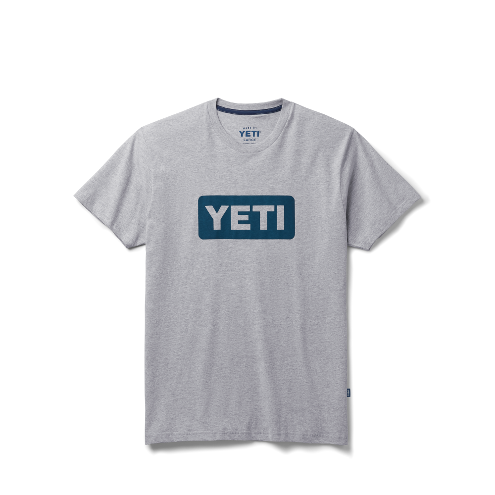 'Yeti' Men's Logo Badge Short Sleeve Tee - Grey / Navy