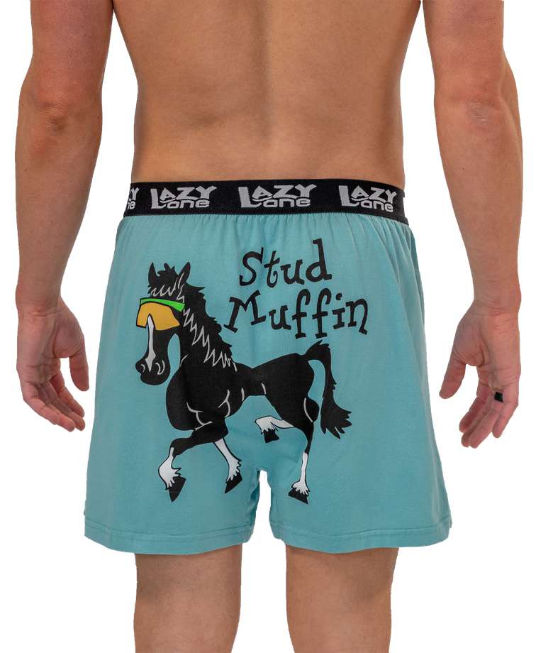 'Lazy One' Men's Stud Muffin Boxer - Blue