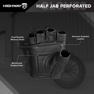 'Highway 21' Men's Half Jab Perforated Glove - Black