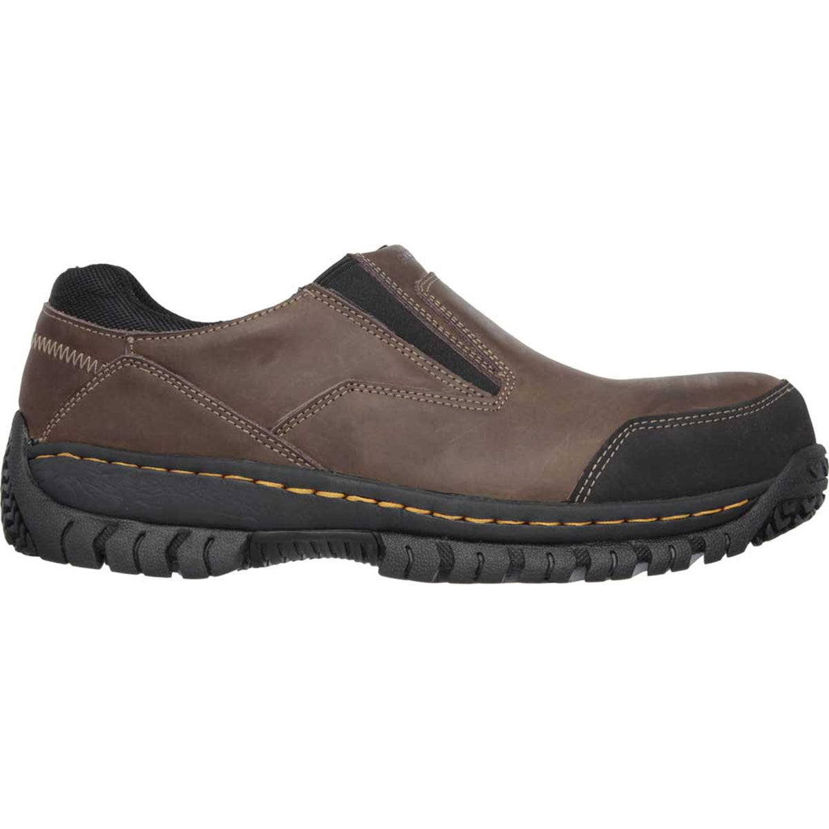 'Skechers' Men's Hartan Steel Toe Slip On - Dark Brown – Trav's Outfitter