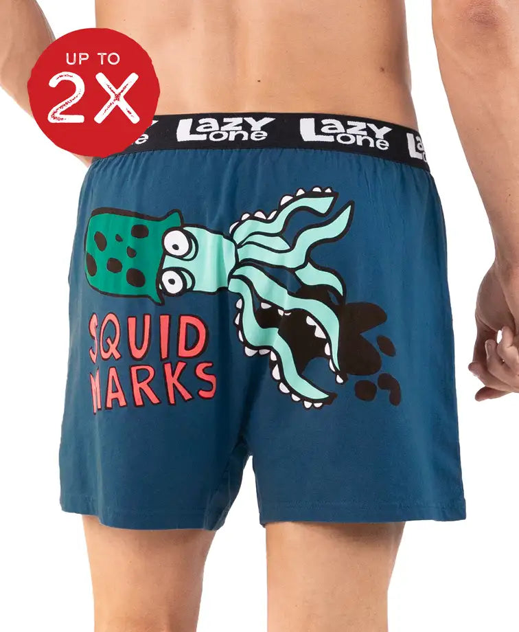 'Lazy One' Men's Squid Marks Boxer - Blue