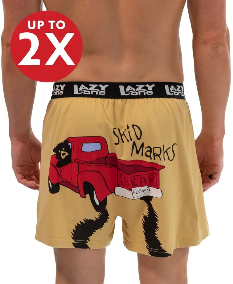 'Lazy One' Men's Skid Marks Boxer - Tan