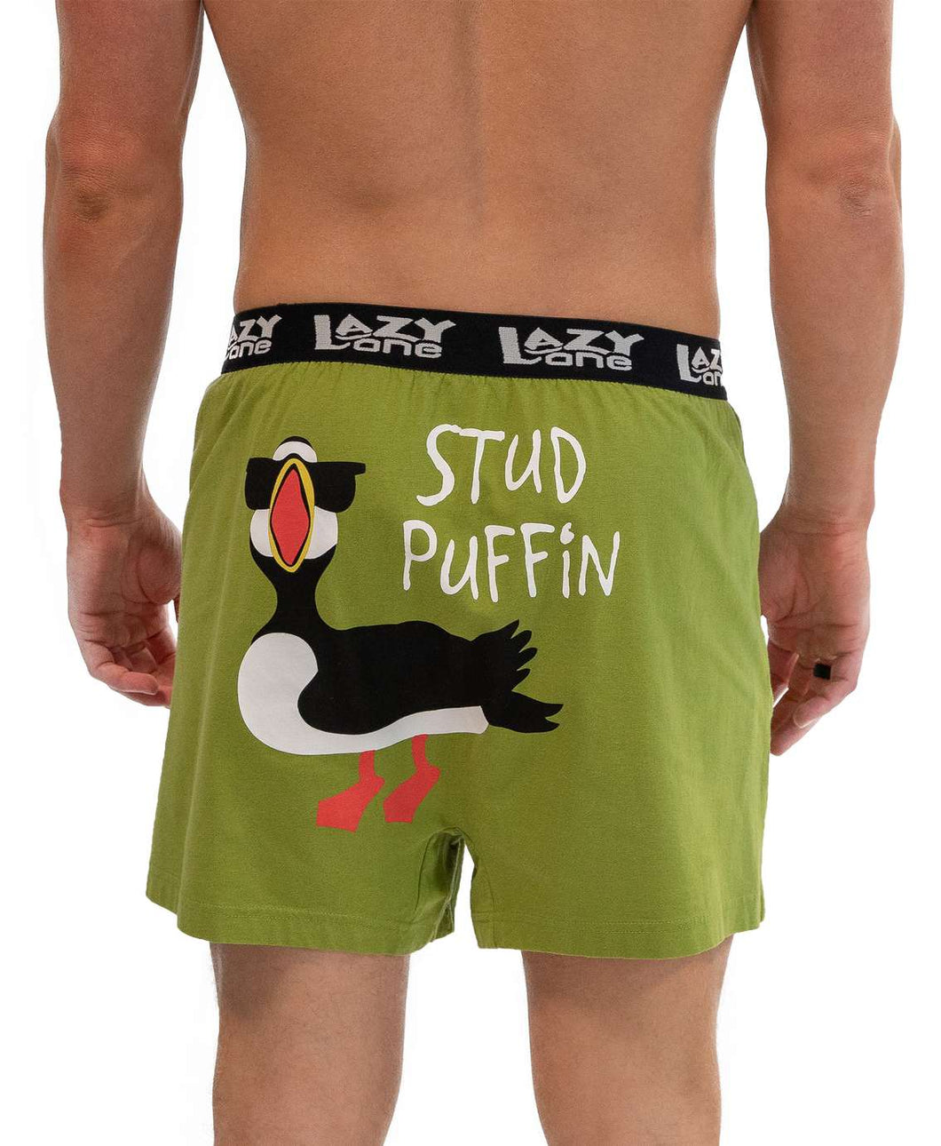 'Lazy One' Men's Stud Puffin Boxer - Green