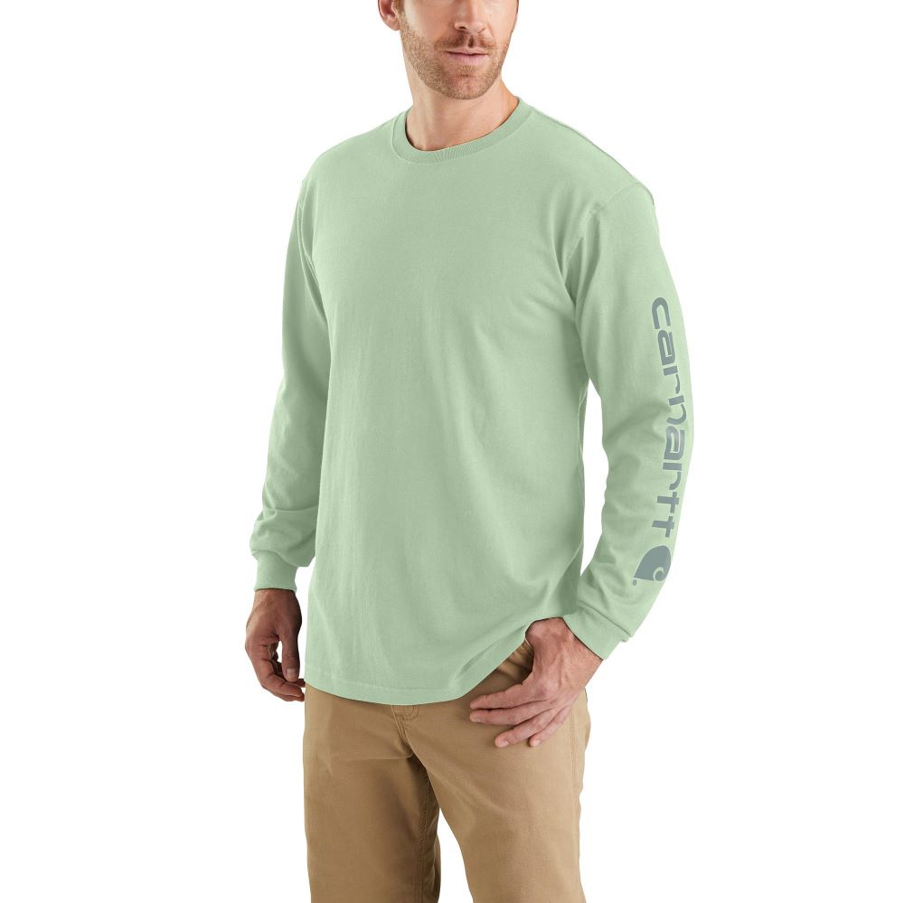 'Carhartt' Men's Heavyweight Sleeve Logo T-Shirt - Soft Green