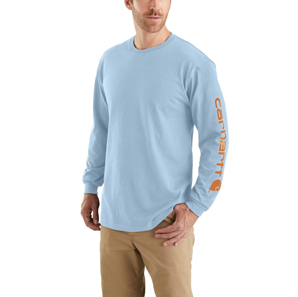 'Carhartt' Men's Heavyweight Sleeve Logo T-Shirt - Moonstone