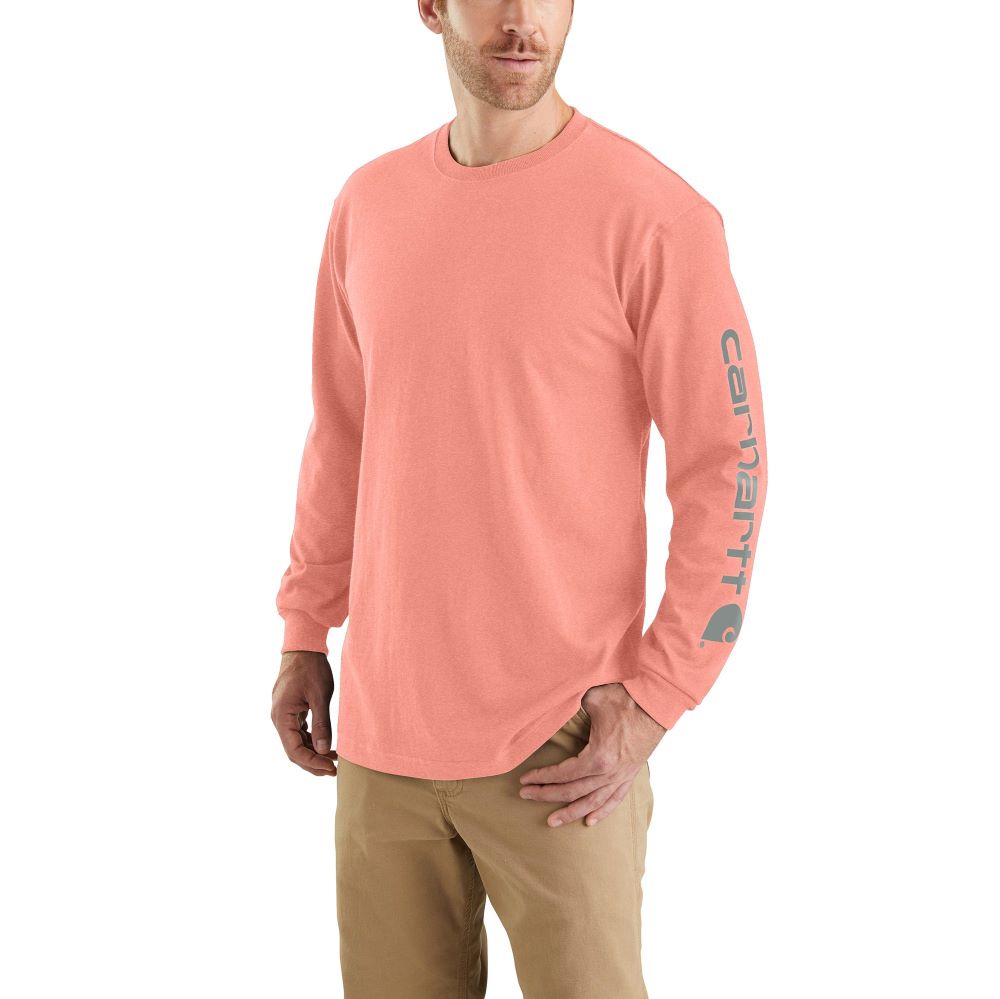 Carhartt' Men's Heavyweight Sleeve Logo T-Shirt Hibiscus Heather – Trav's  Outfitter