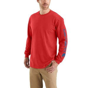 'Carhartt' Men's Heavyweight Sleeve Logo T-Shirt - Fire Red Heather