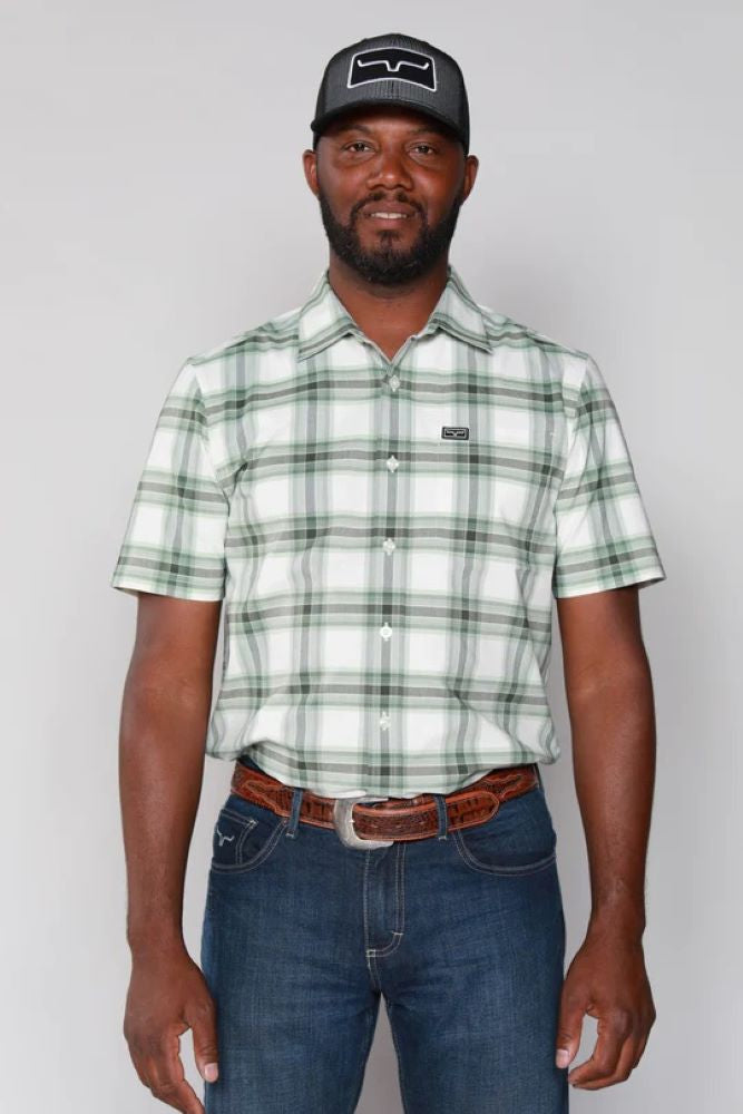 'Kimes Ranch' Men's Matador Plaid Short Sleeve Button Down - Green