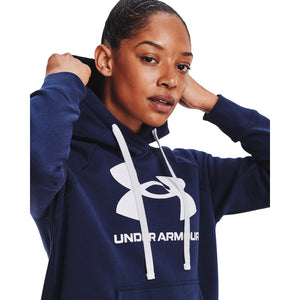 'Under Armour' Women's Rival Fleece Logo Hoodie - Midnight Navy / White