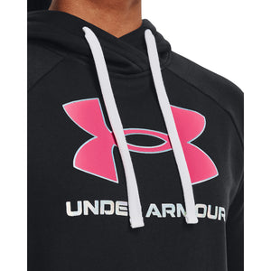 'Under Armour' Women's Rival Fleece Big Logo Foil Outline Hoodie - Black