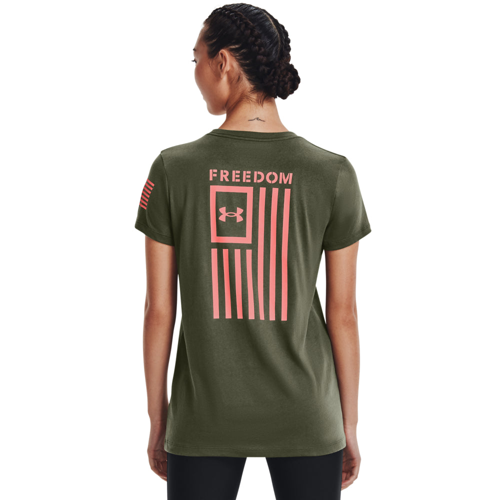 'Under Armour' Women's Freedom Flag T-Shirt - Marine OD Green / Pink Sands