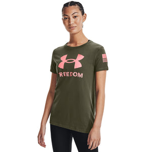 'Under Armour' Women's Freedom Logo T-Shirt - Marine OD Green / Pink Sands