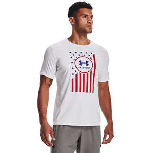 'Under Armour' Men's Freedom Chest Flag T-Shirt - White / Steel
