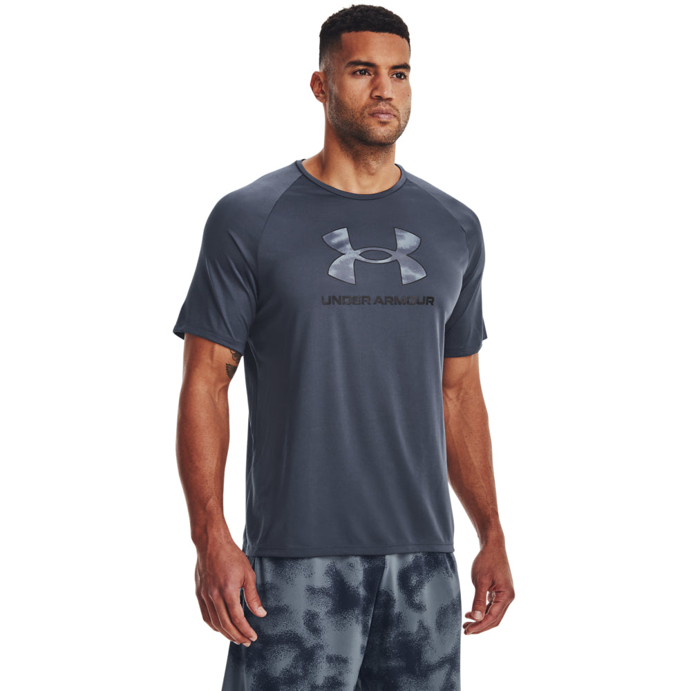 'Under Armour' Men's Tech™ Big Logo Print Fill T-Shirt - Downpour Grey
